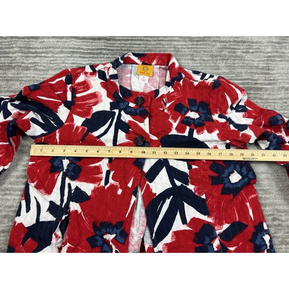 Ruby Rd Jacket Womens 10 Multicolor Cropped‎ 3/4 Sleeve Cotton